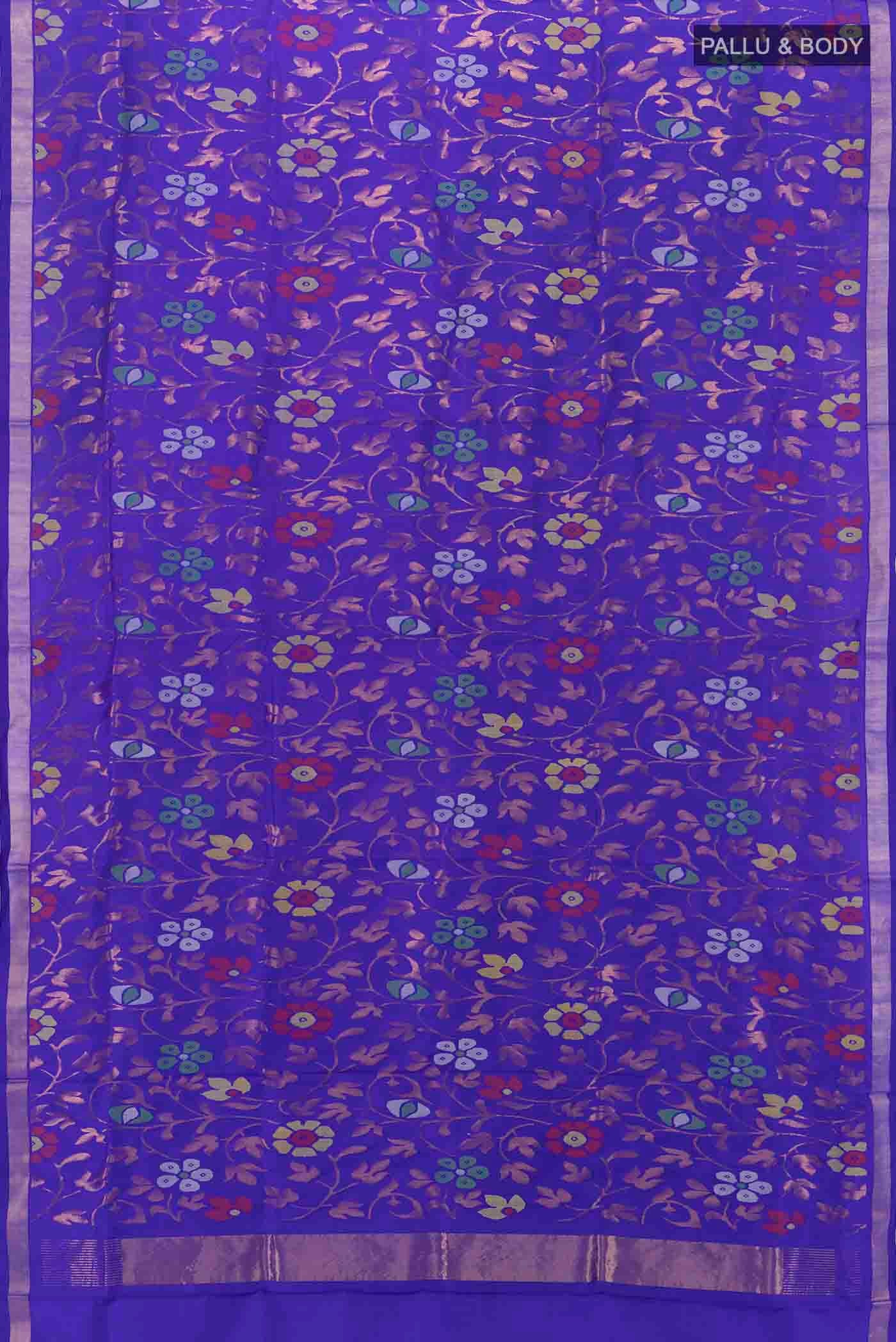 Pure Silk Pure Zari Royal Blue Uppada Saree - Image 5