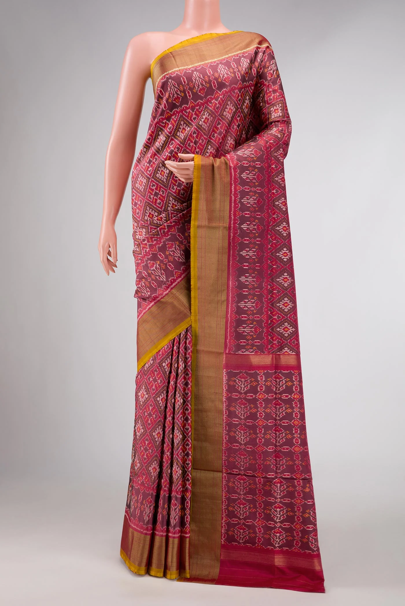 Dark Mauve Dual Tone Double Ikat Saree