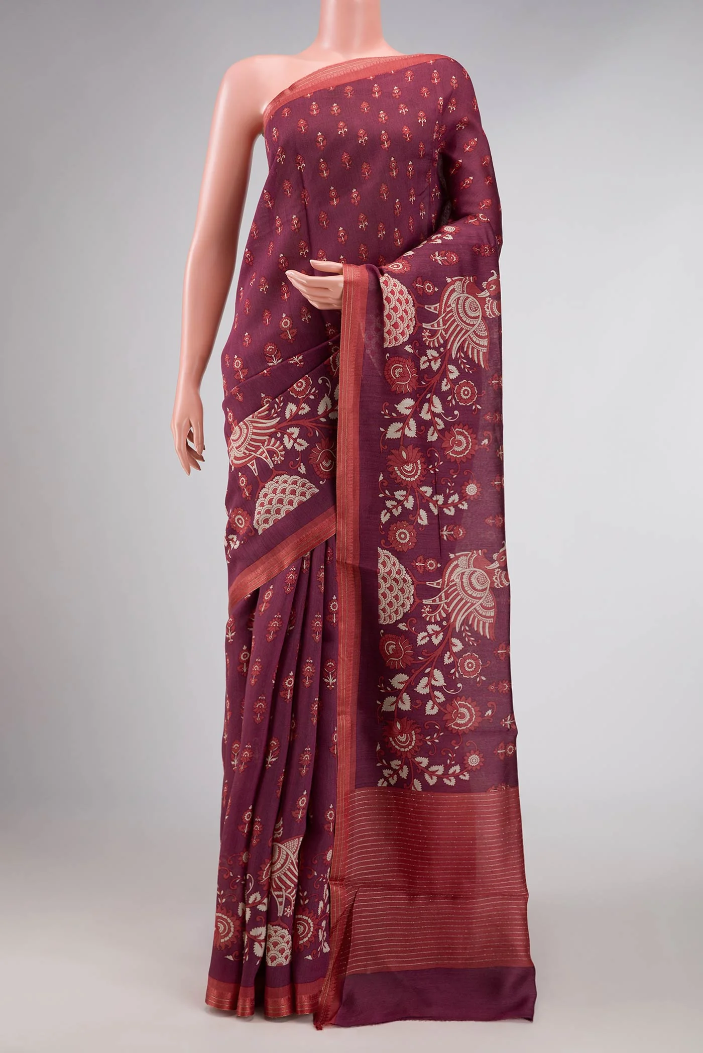 Dark Mauve Dual Tone Tussar Silk Saree
