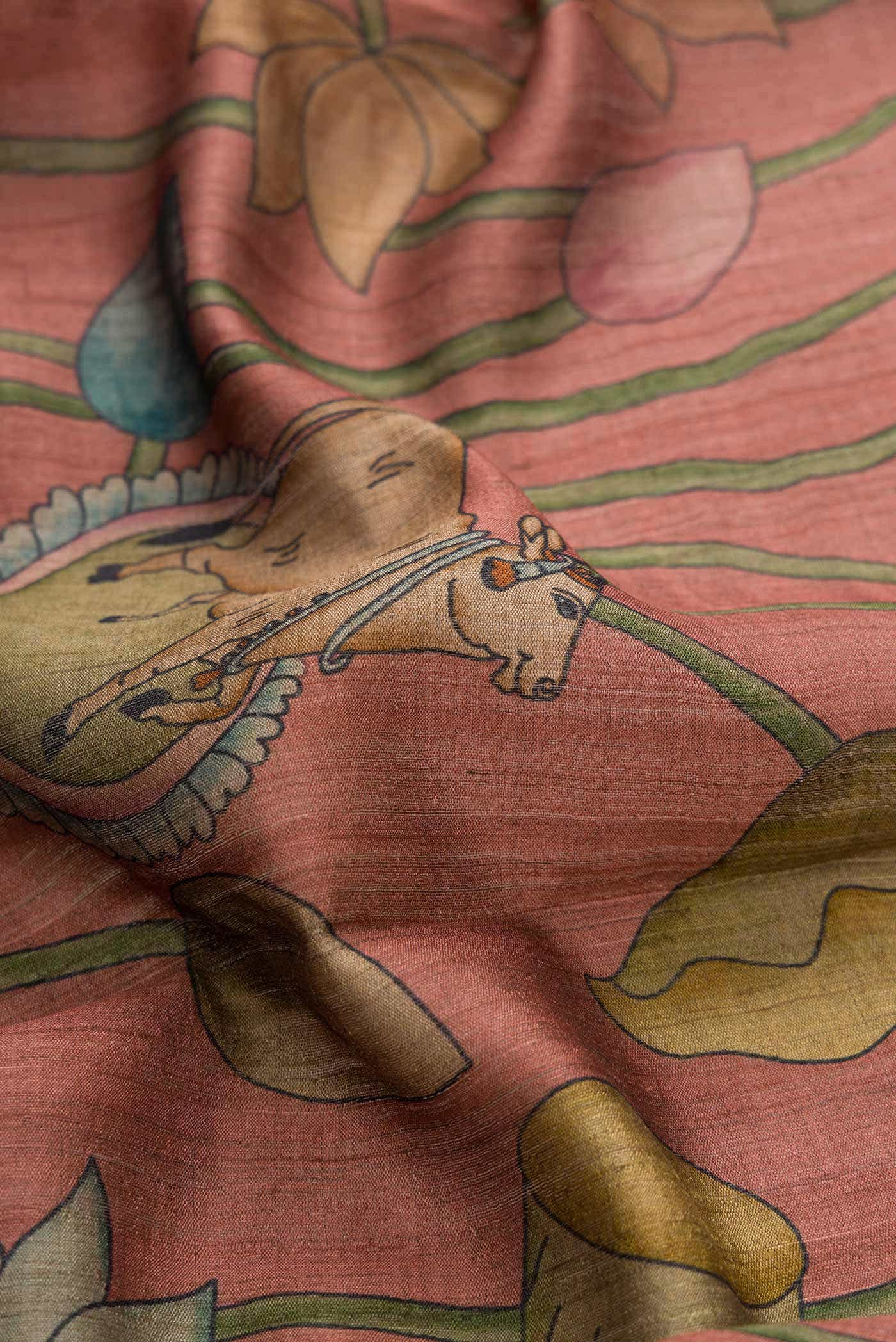 Dark Mauve Tussar Silk Saree - Image 2