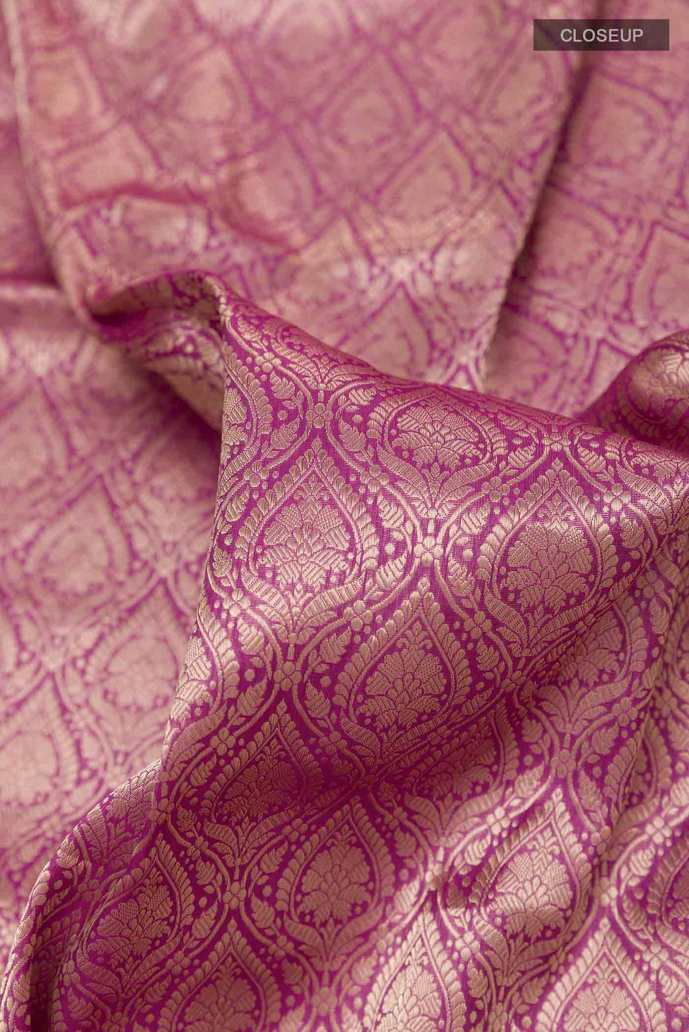 Dark Pink Banarasi Silk Saree - Image 2
