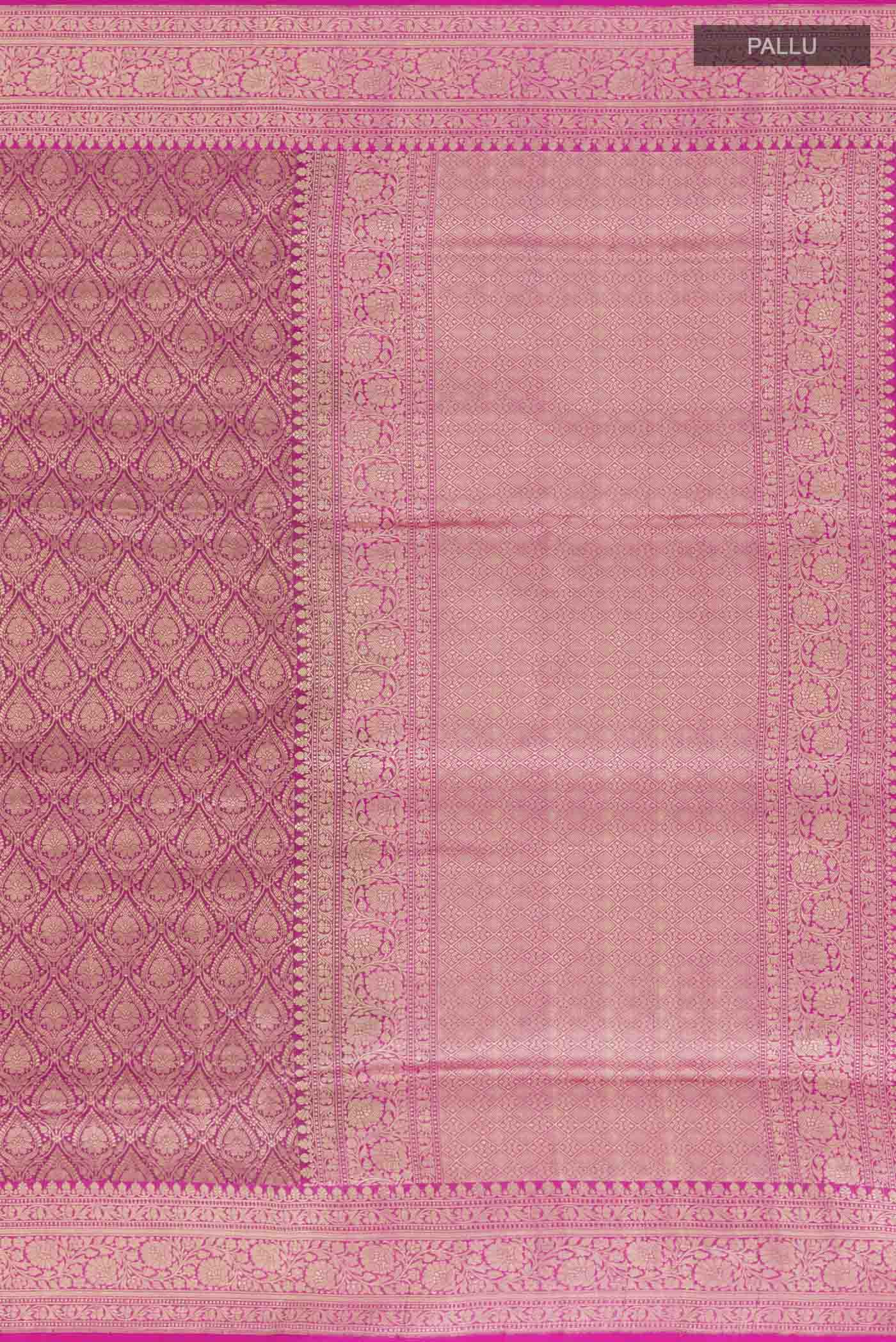 Dark Pink Banarasi Silk Saree - Image 7
