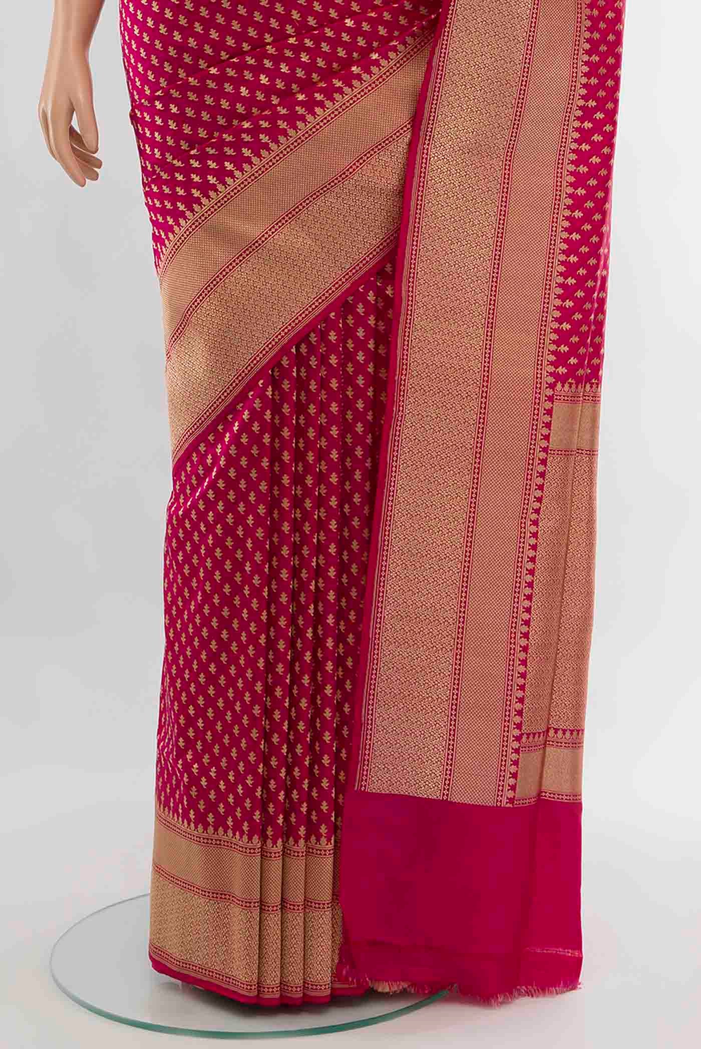Dark Pink Banarasi Silk Saree - Image 3