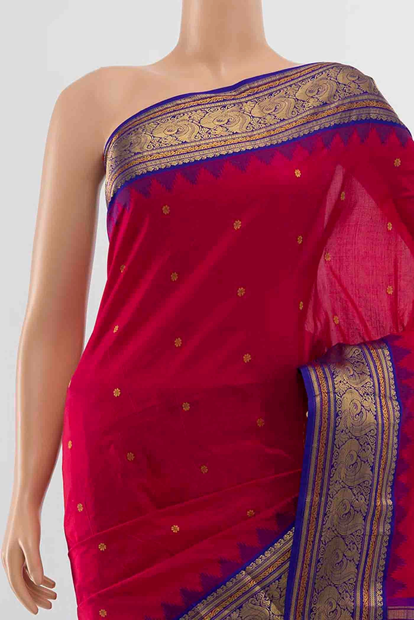 Dark Pink Bangalore Silk - kadyal Saree - Image 2