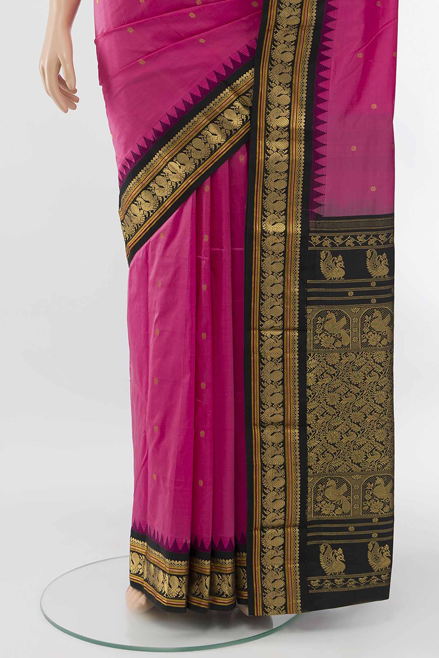 Dark Pink Bangalore Silk - kadyal Saree - Image 3