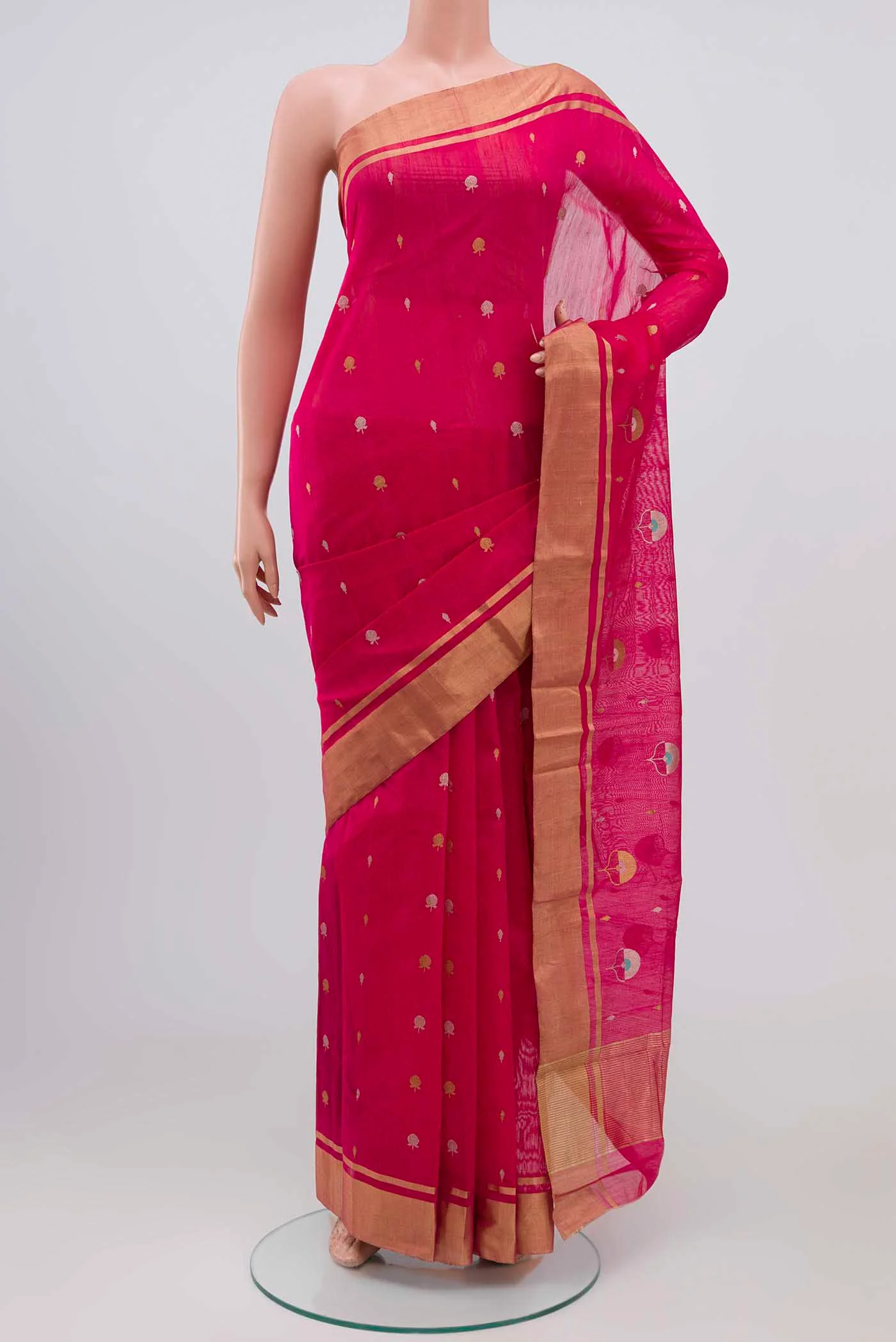 Pink Chanderi Silk Cotton Saree