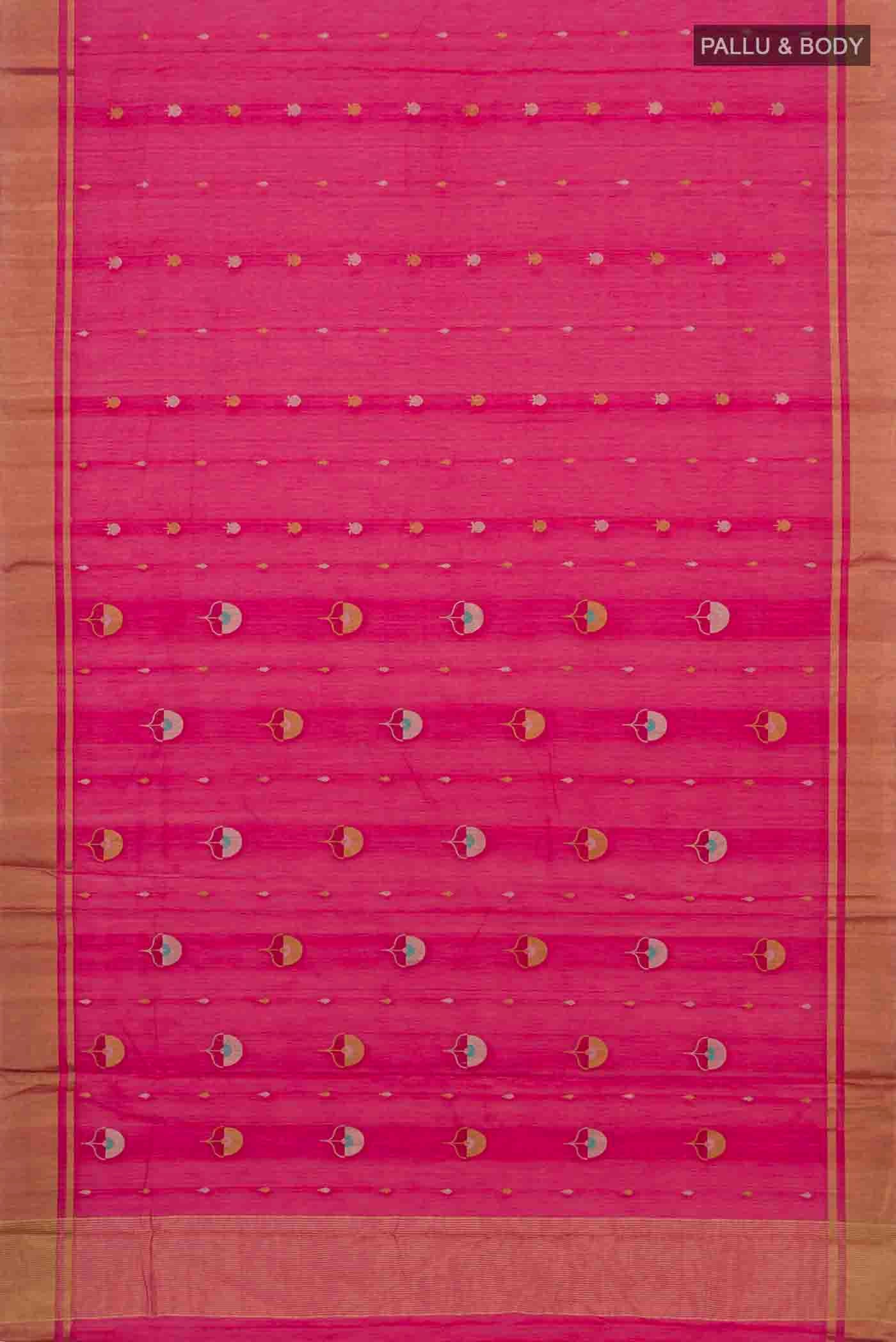 Pink Chanderi Silk Cotton Saree - Image 4