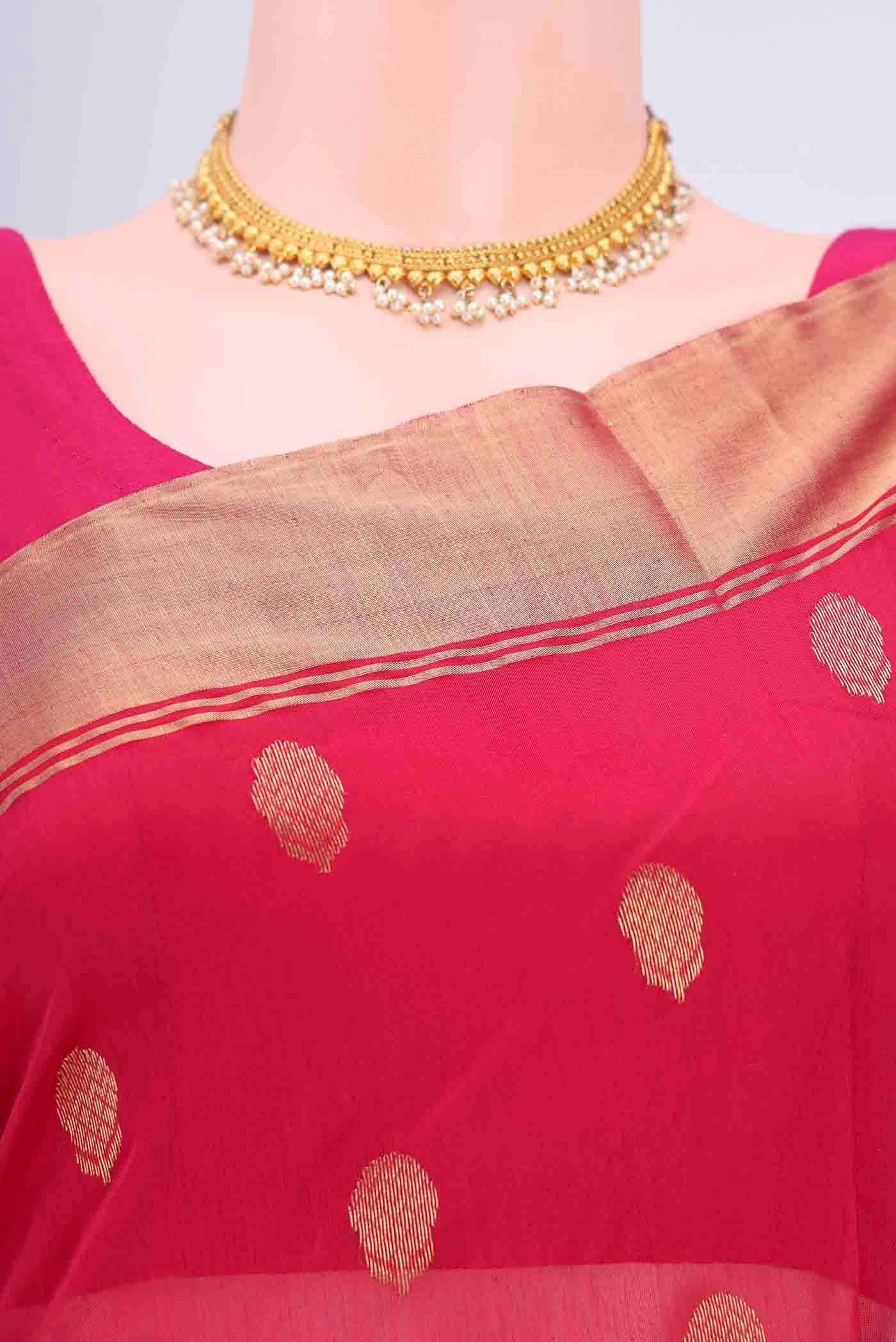Dark Pink Chanderi Silk Saree - Image 2
