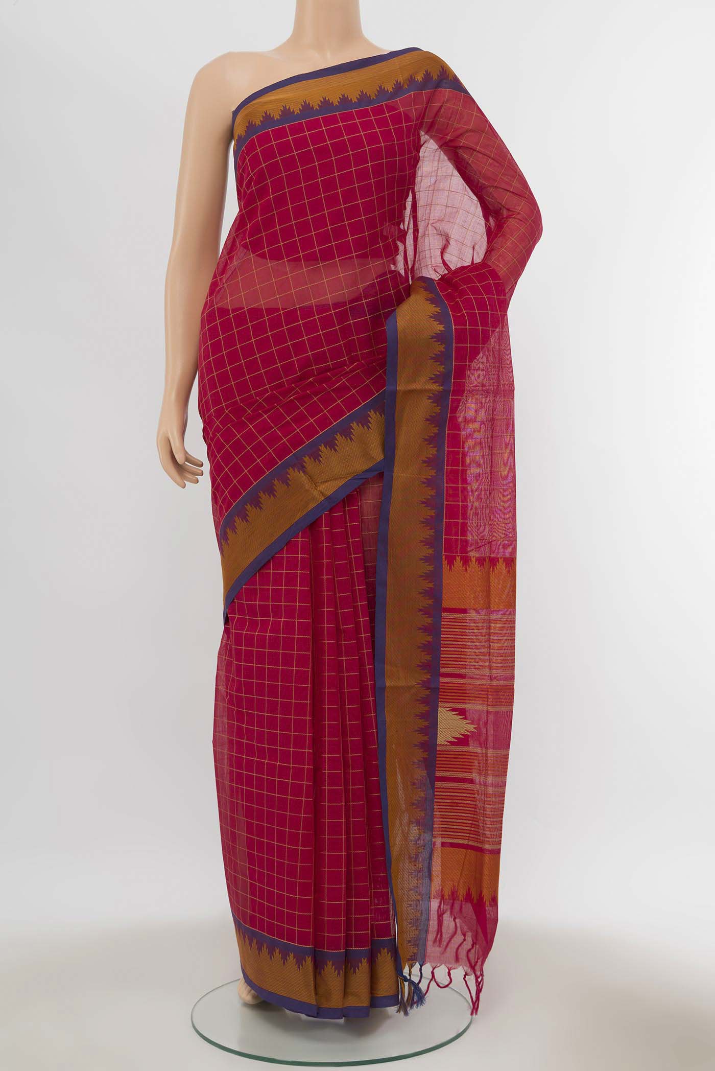 Dark Pink Coimbatore Cotton Saree