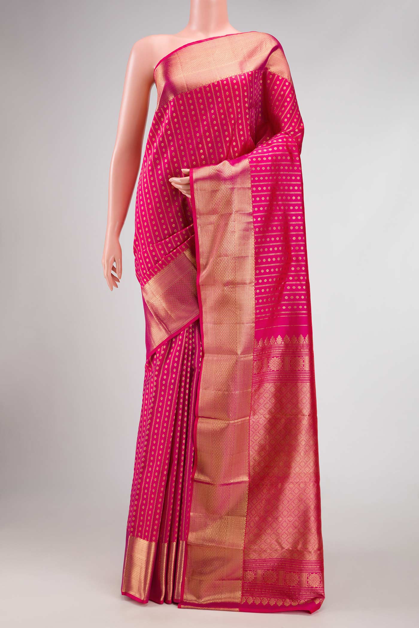 Dark Pink Kanchipuram Silk Saree