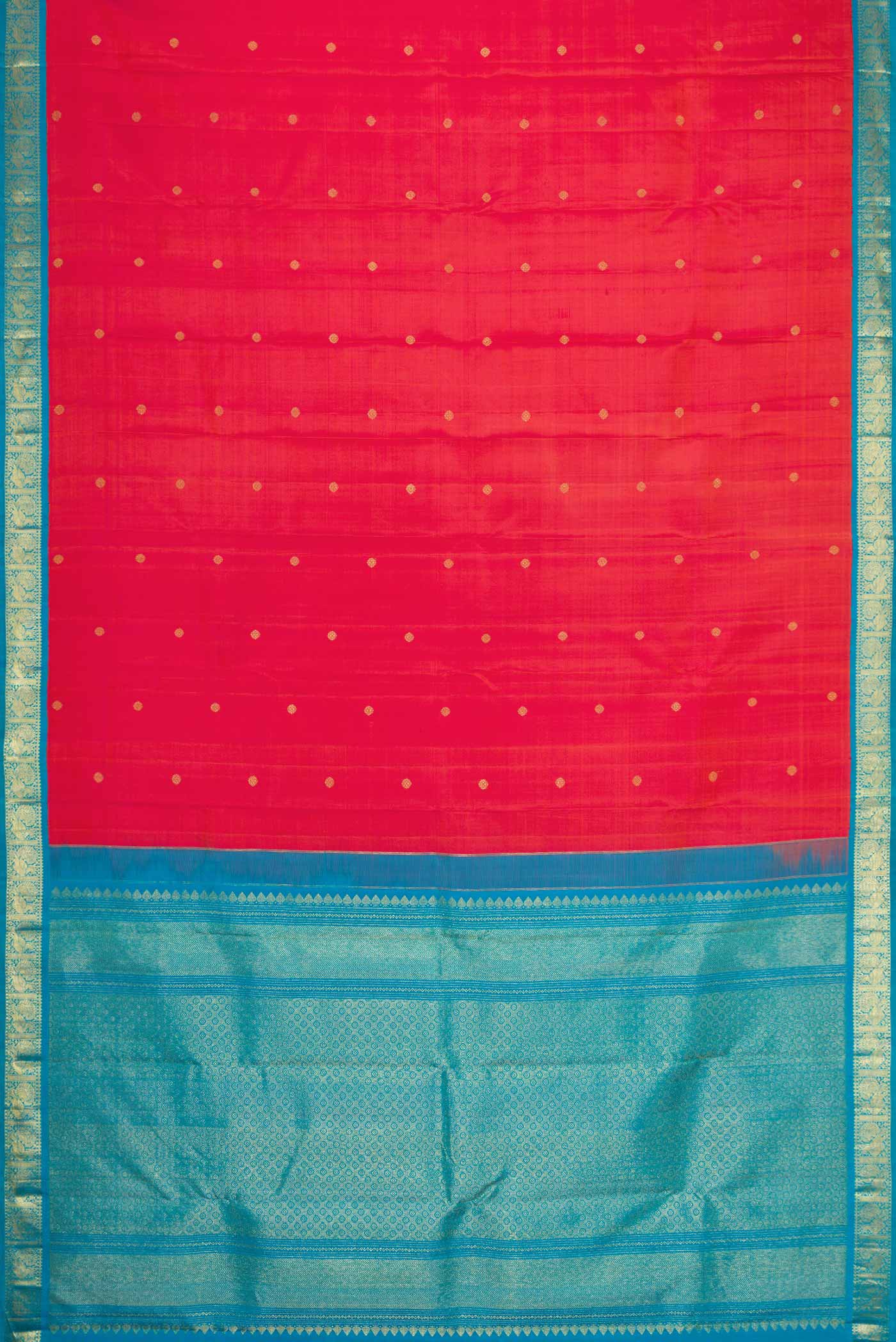 Dark Pink Dual Tone Kanjivaram Silk Saree - Image 6