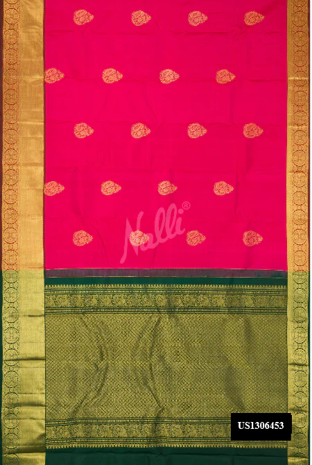 Dark Pink Dual Tone Kanchipuram Silk Saree