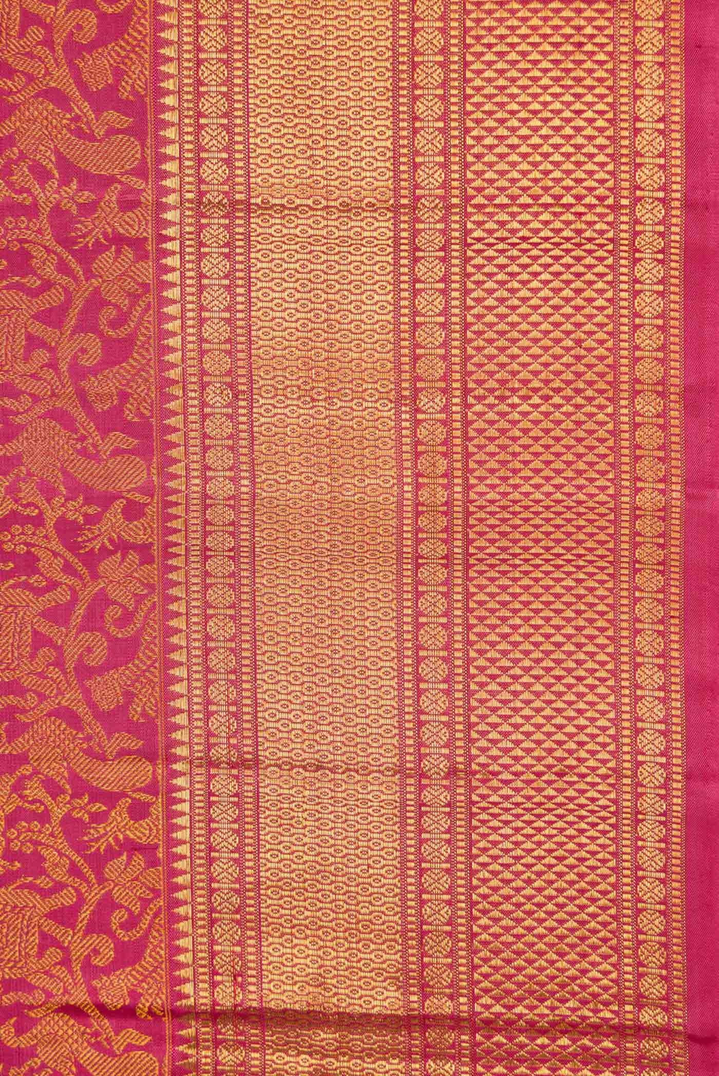 Dark Pink Dual Tone Kanchipuram Silk Saree - Image 3