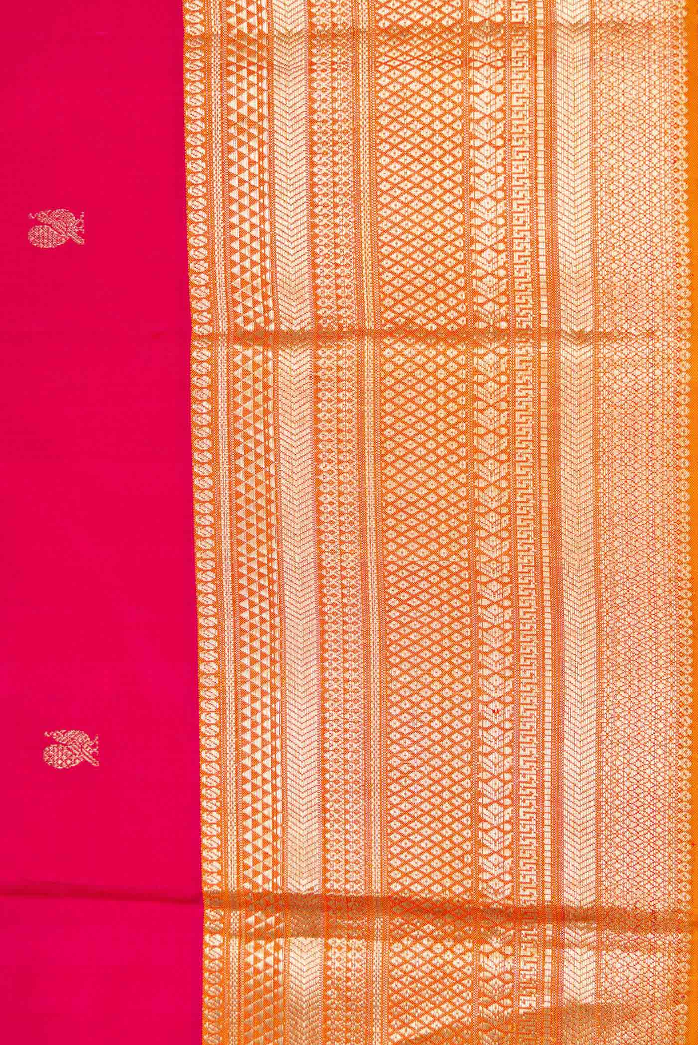 Dark Pink Dual Tone Kanchipuram Silk Saree - Image 3