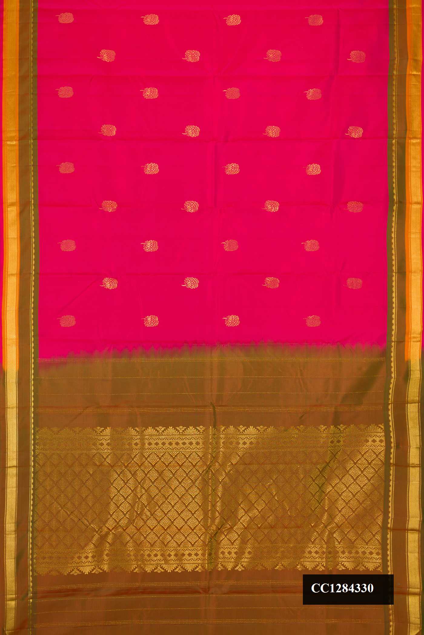 Dark Pink Dual Tone Kanchipuram Silk Saree