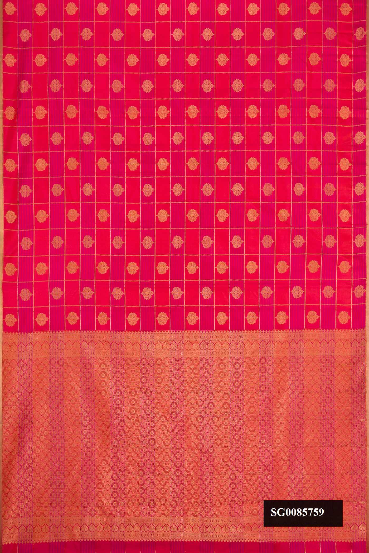 Dark Pink Dual Tone Kanchipuram Silk Saree
