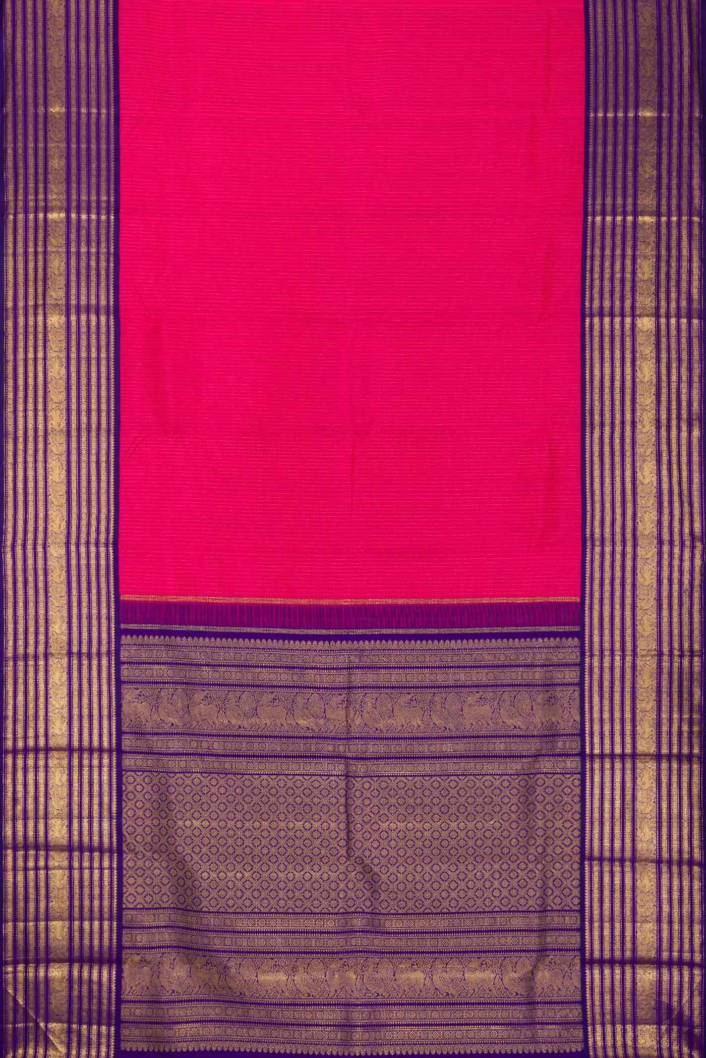 Dark Pink Dual Tone Kanjivaram Silk Saree - Image 6