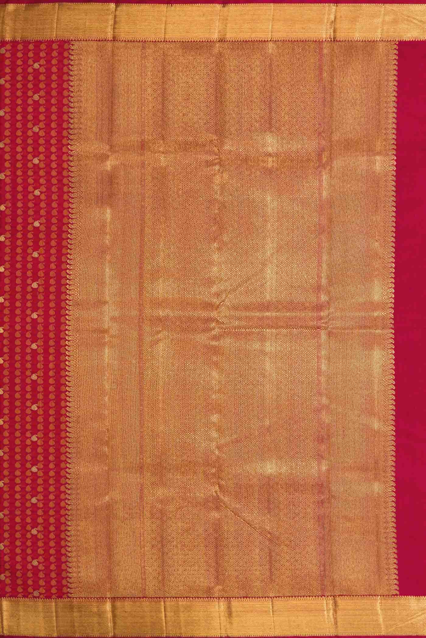 Pure Silk Pure Zari Dark Pink Dual Tone Kanjivaram Saree - Image 5