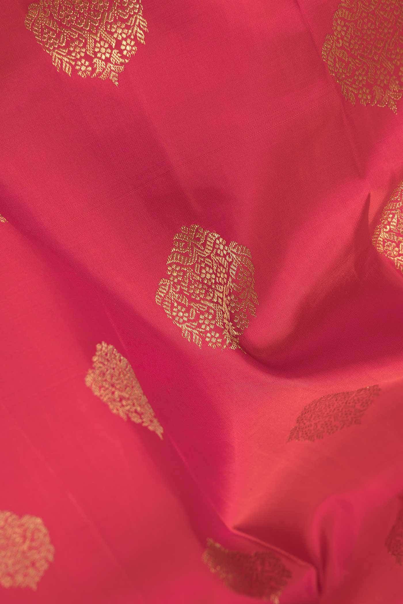 Pure Silk Pure Zari Dark Pink Dual Tone Kanchipuram Saree - Image 3