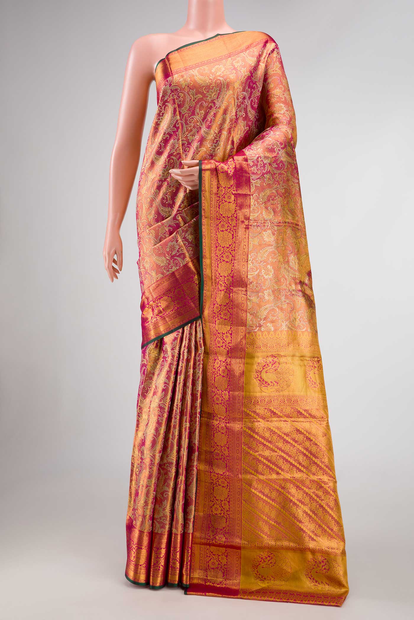 Mustard Dual Tone Kanchipuram Tissue Silk Saree