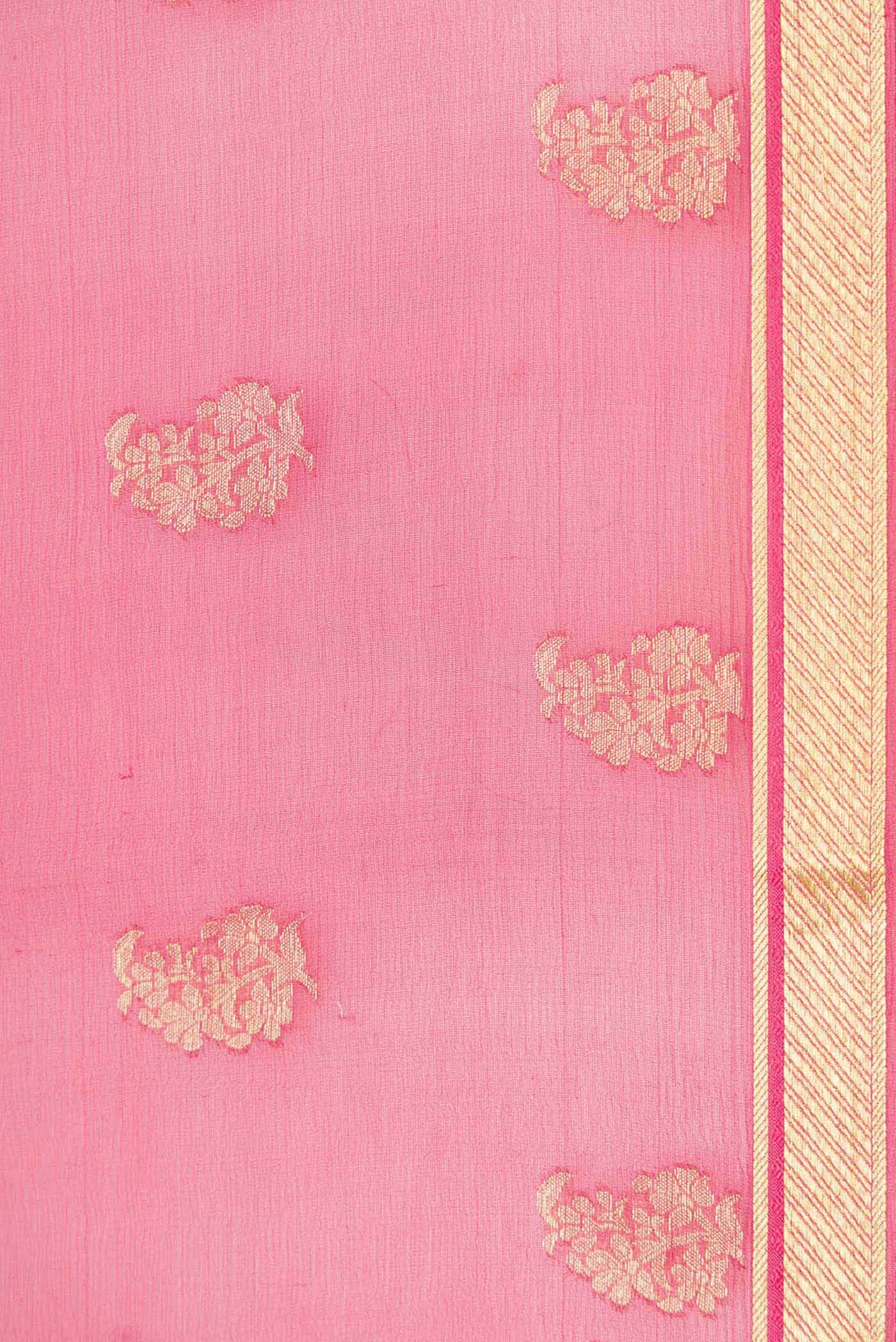 Dark Pink Dual Tone Mysore Chiffon Saree - Image 3