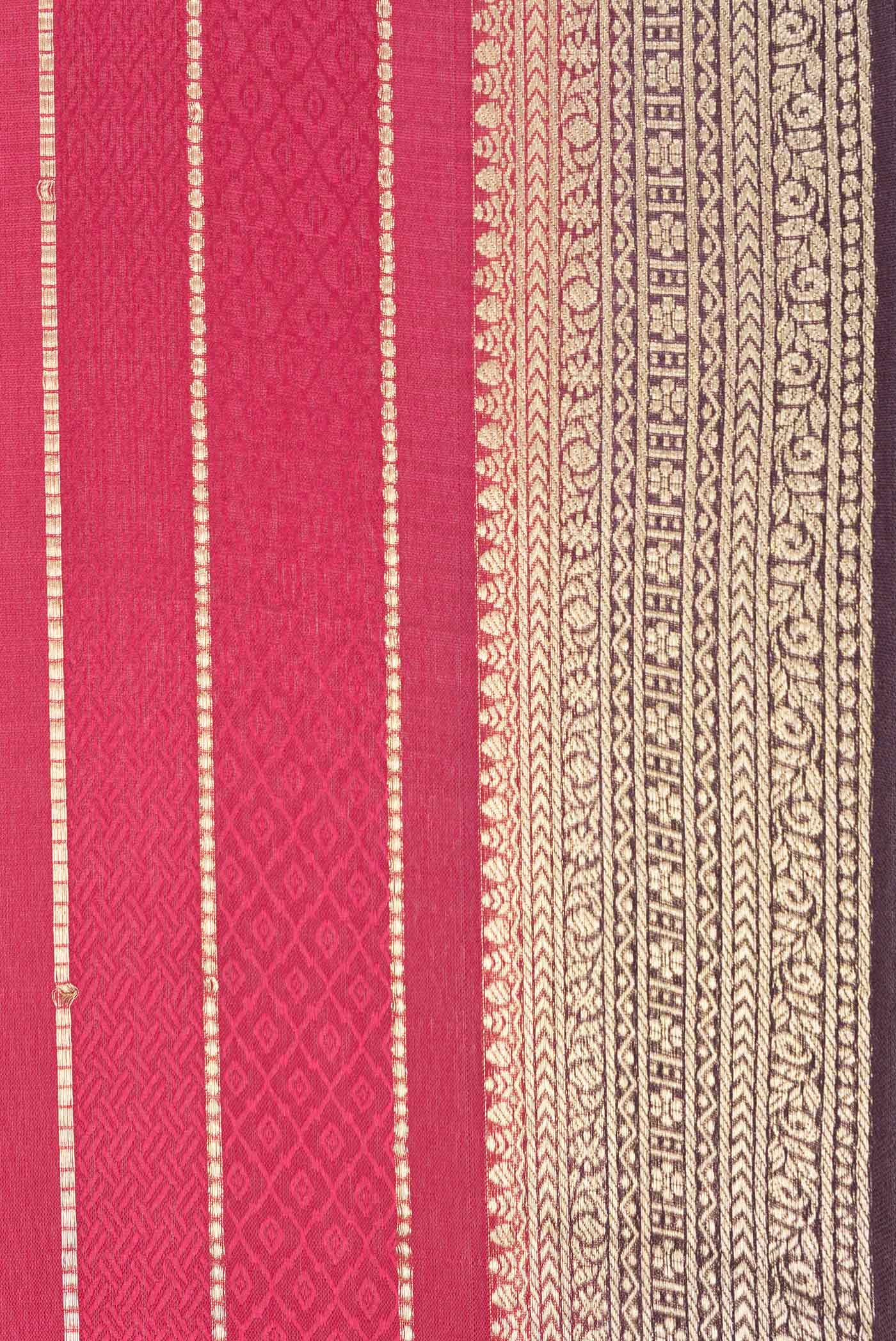 Dark Pink Dual Tone Mysore Crepe Saree - Image 3