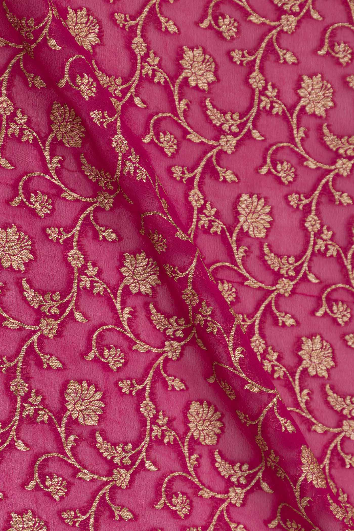 Dark Pink Banarasi Georgette Saree - Image 2