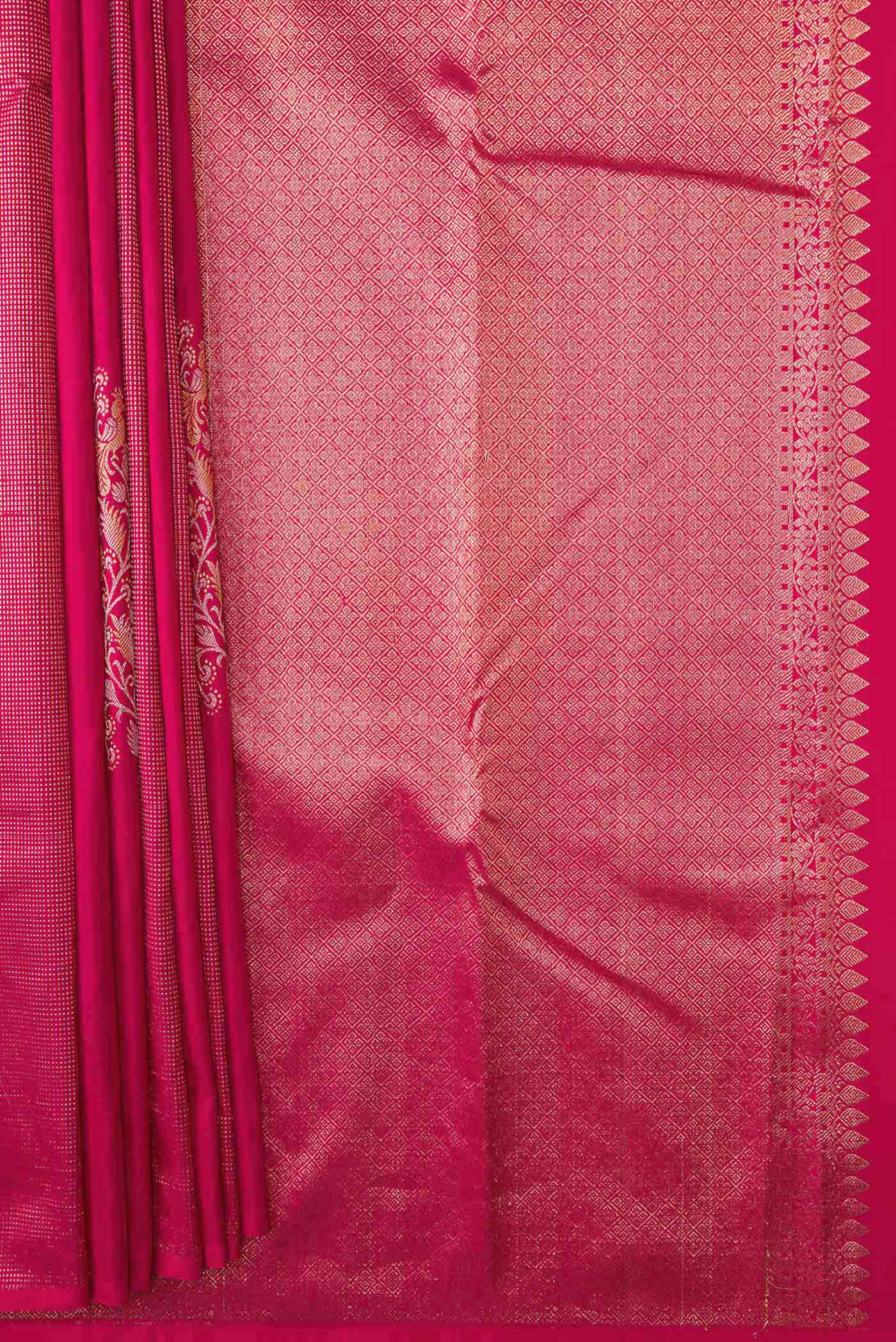 Dark Pink Dual Tone Soft Silk Saree - Image 3