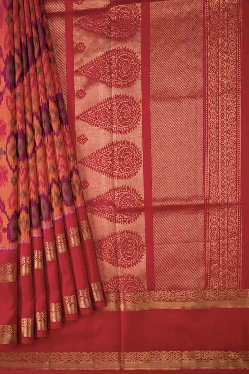 Dark Pink Dual Tone Soft Silk Saree - Image 2