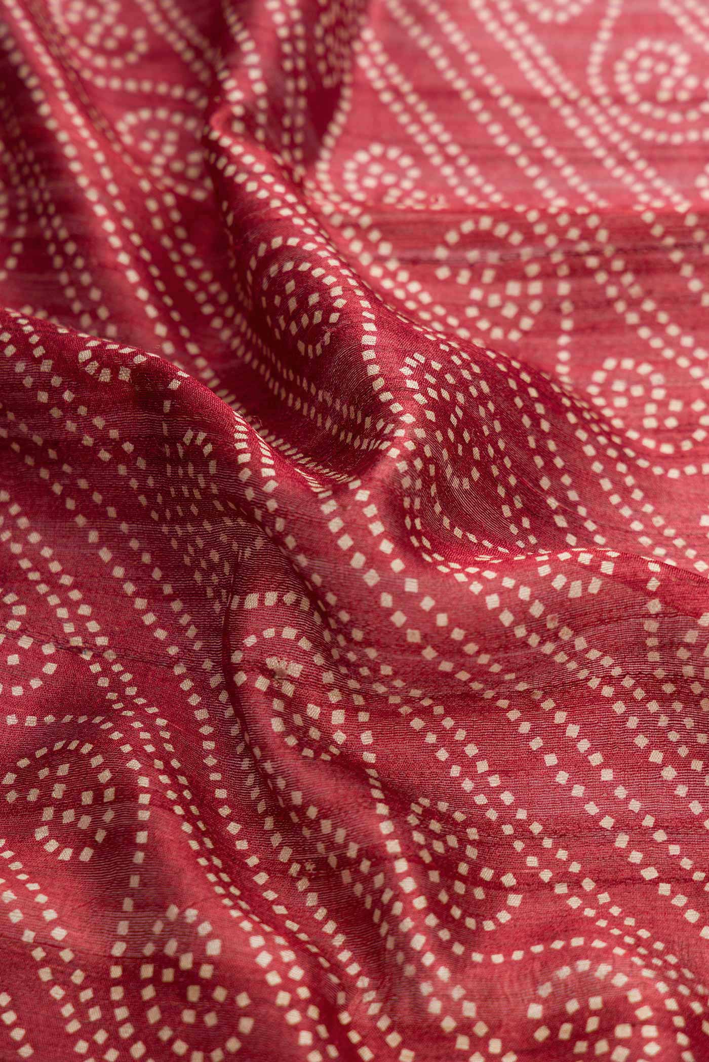 Dark Pink Dual Tone Tussar Silk Saree - Image 2