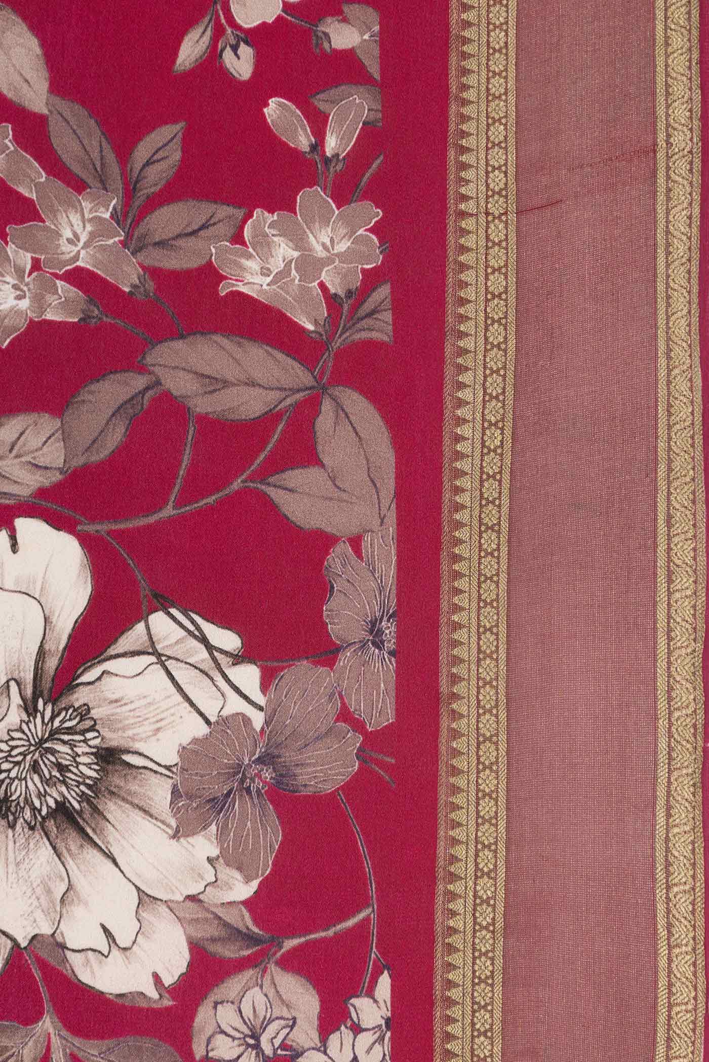 Dark Pink Dual Tone Tussar Silk Saree - Image 3
