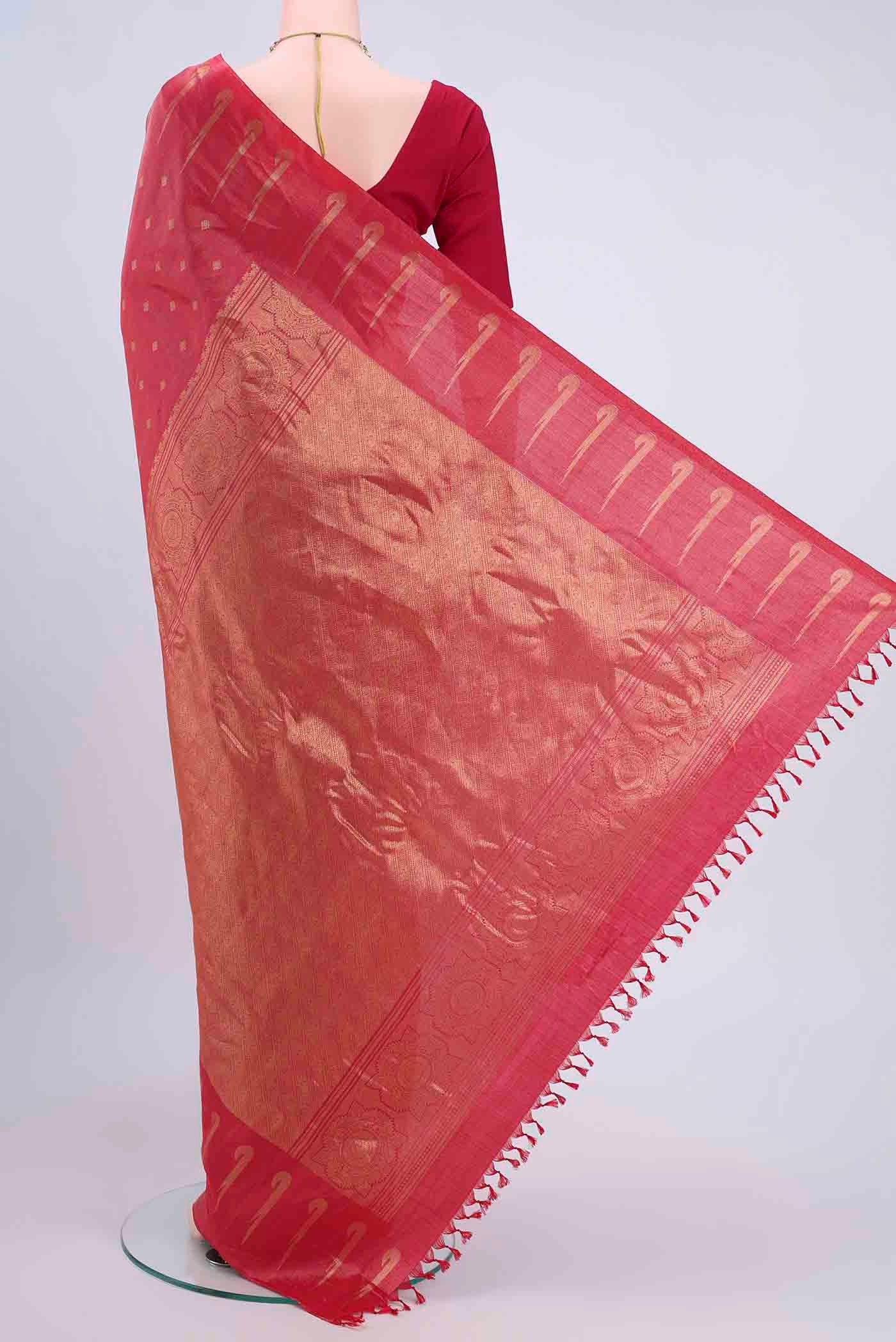 Dark Pink Gadwal Silk Saree - Image 3