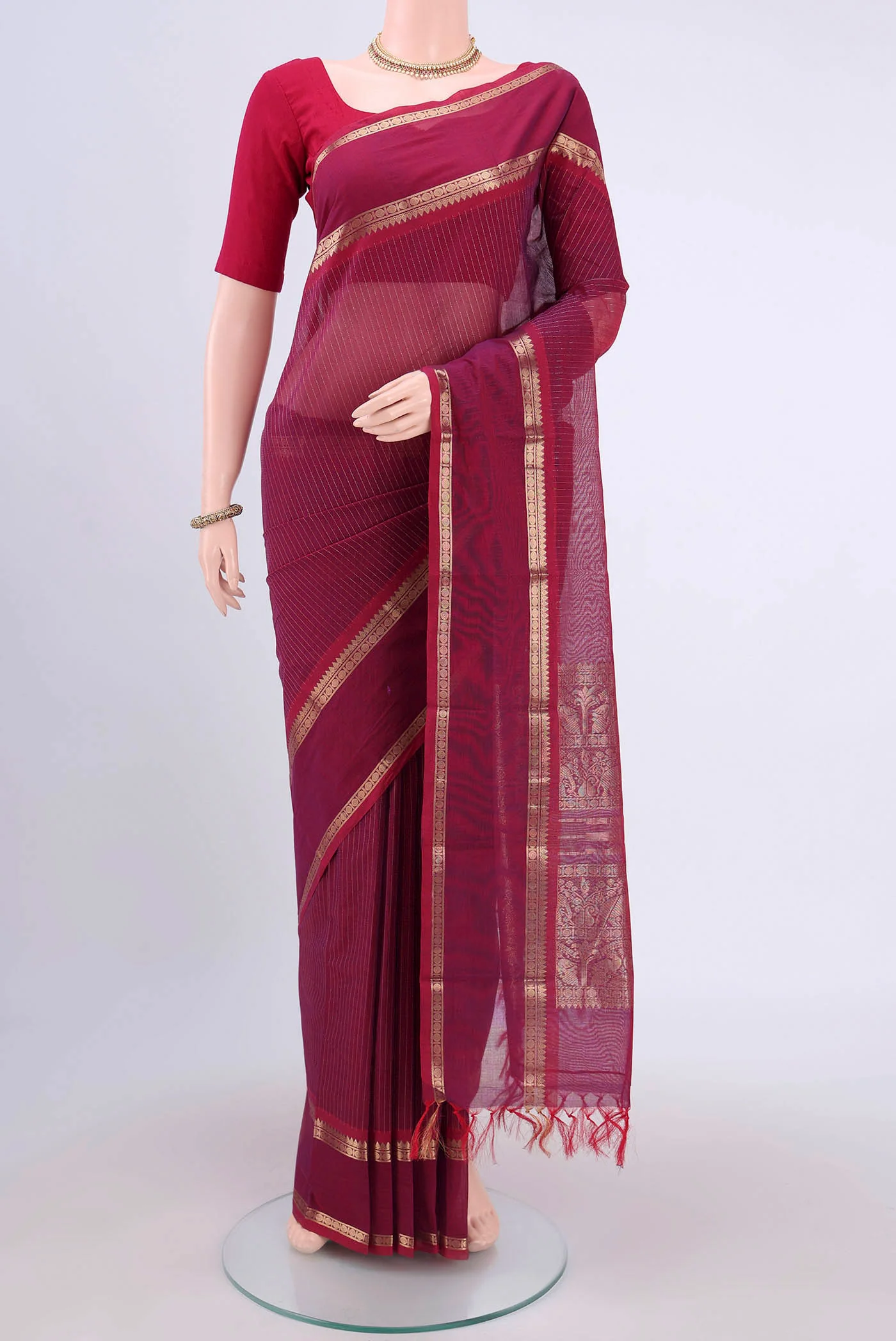 Dark Pink Kanchi Cotton Saree