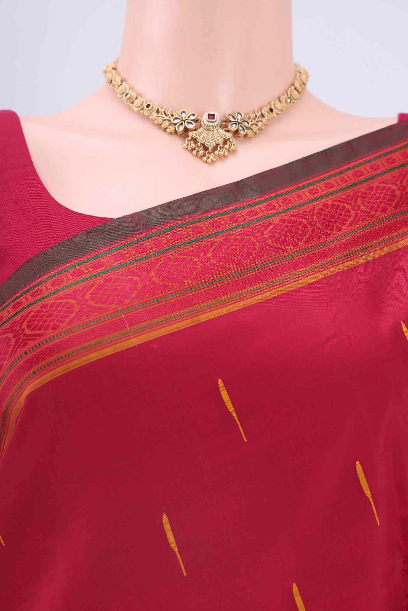 Dark Pink Kanchipuram Silk Saree - Image 2