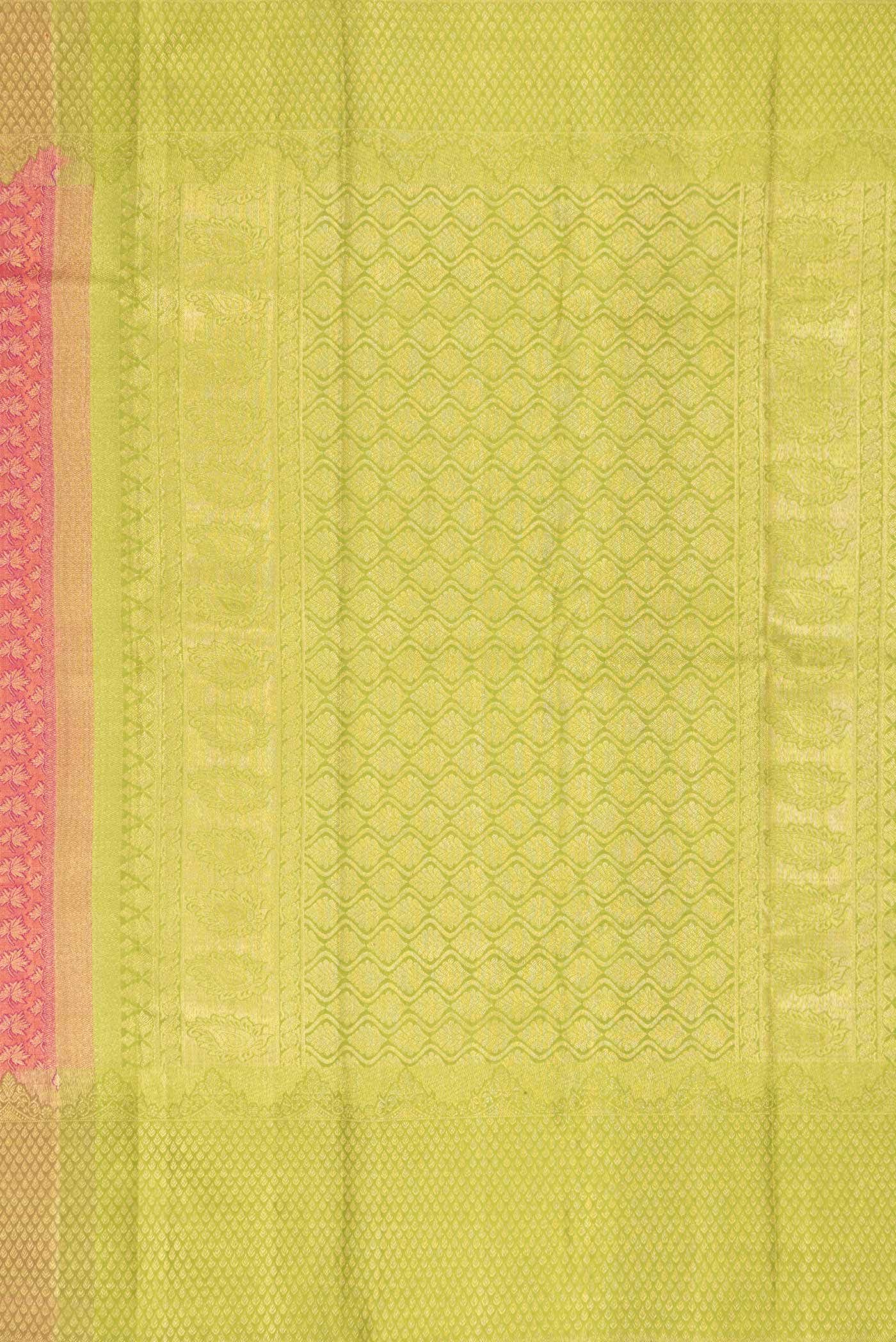 Pure Silk Pure Zari Dark Pink Kanchipuram Tissue Saree - Image 5