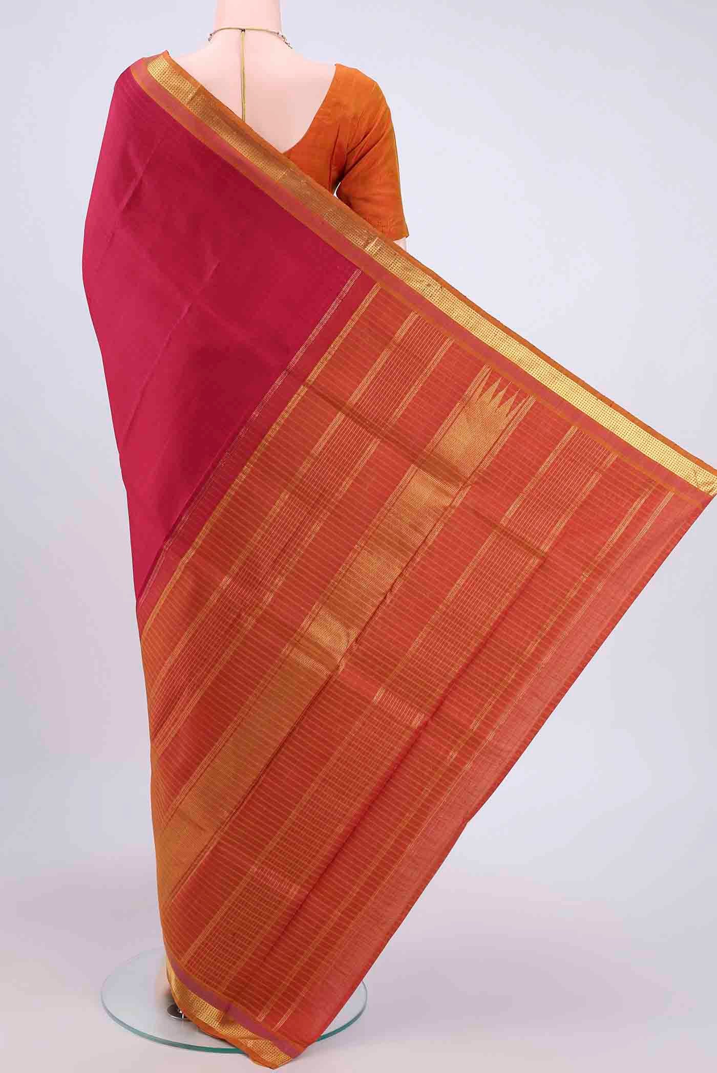 Dark Pink Kanjivaram Saree - Image 3