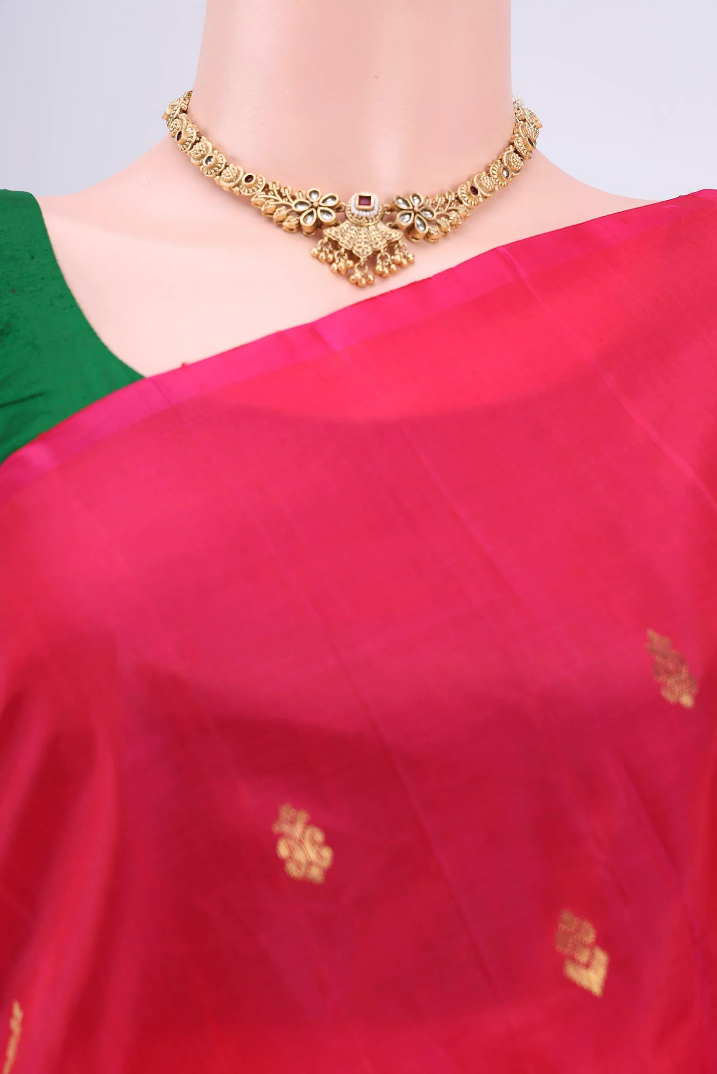 Dark Pink Kanjivaram Silk Saree - Image 2