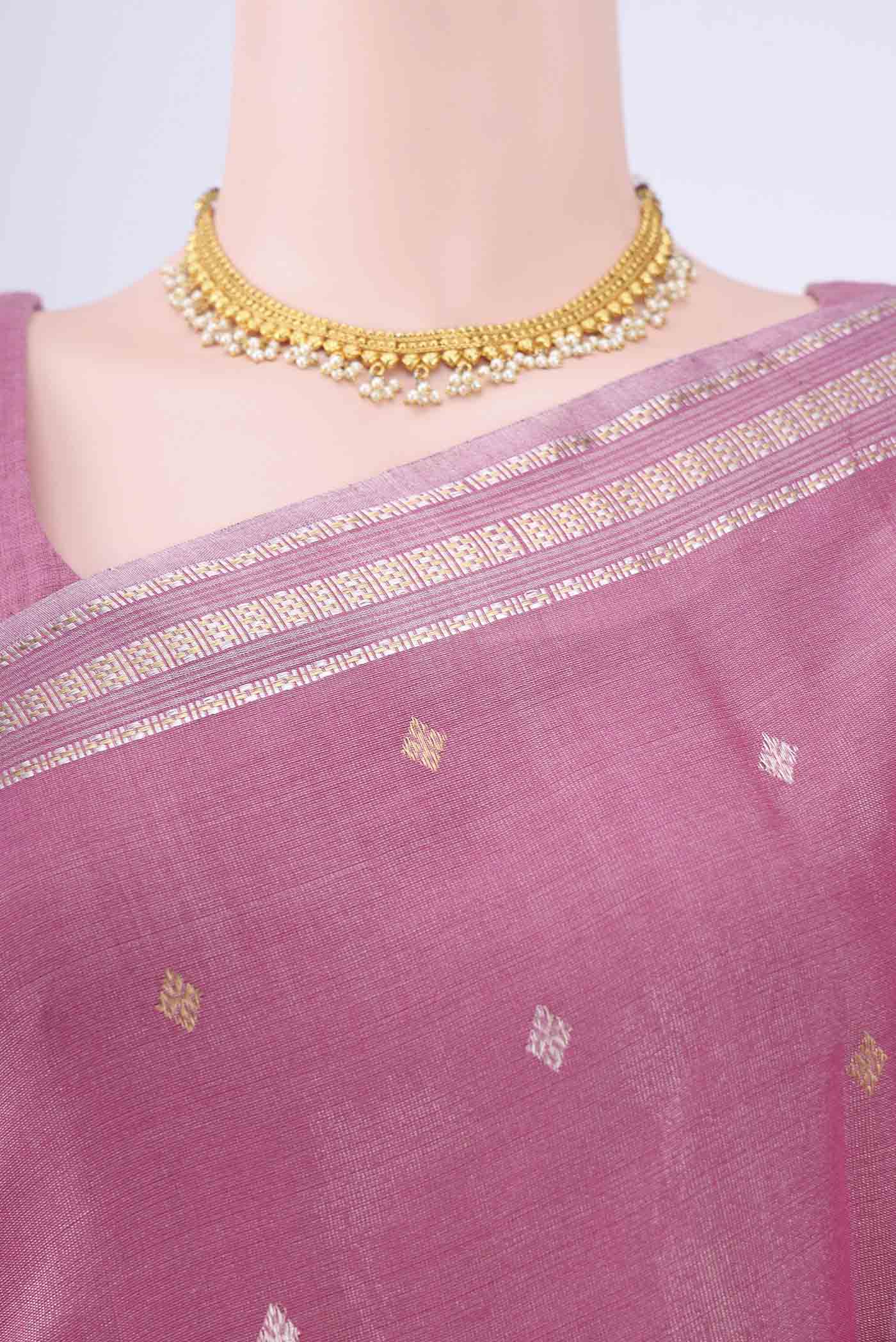 Dark Pink MP Tussar Saree - Image 2