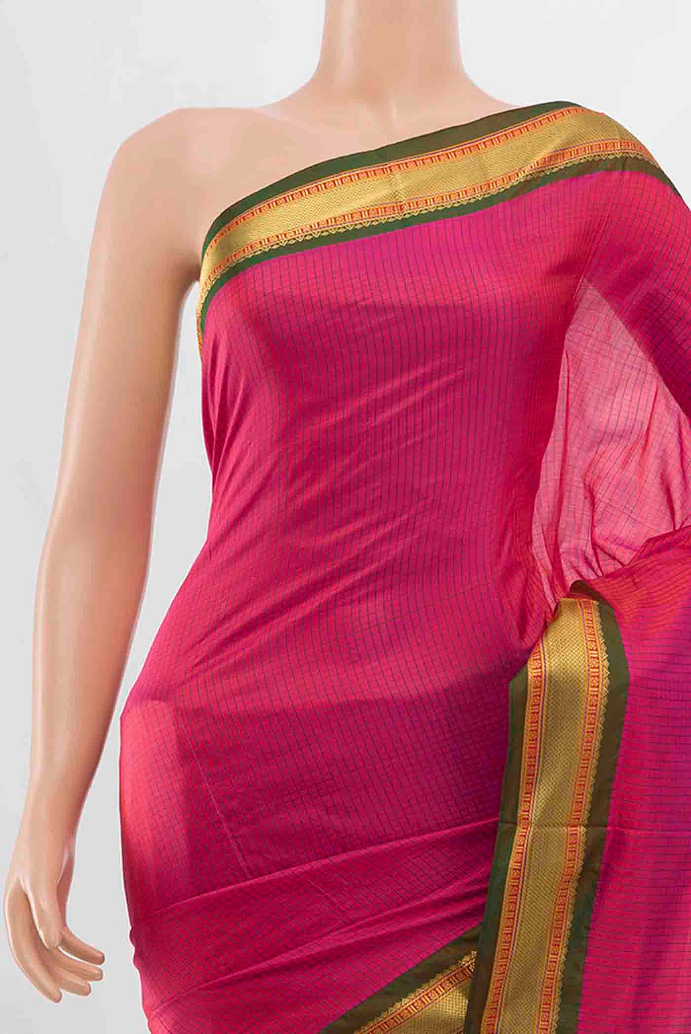 Dark Pink Narayanpet Silk Saree - Image 2