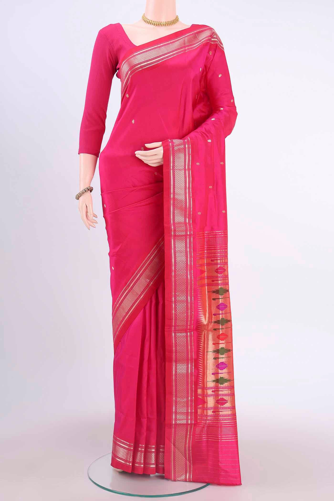 Dark Pink Paithani Silk Saree
