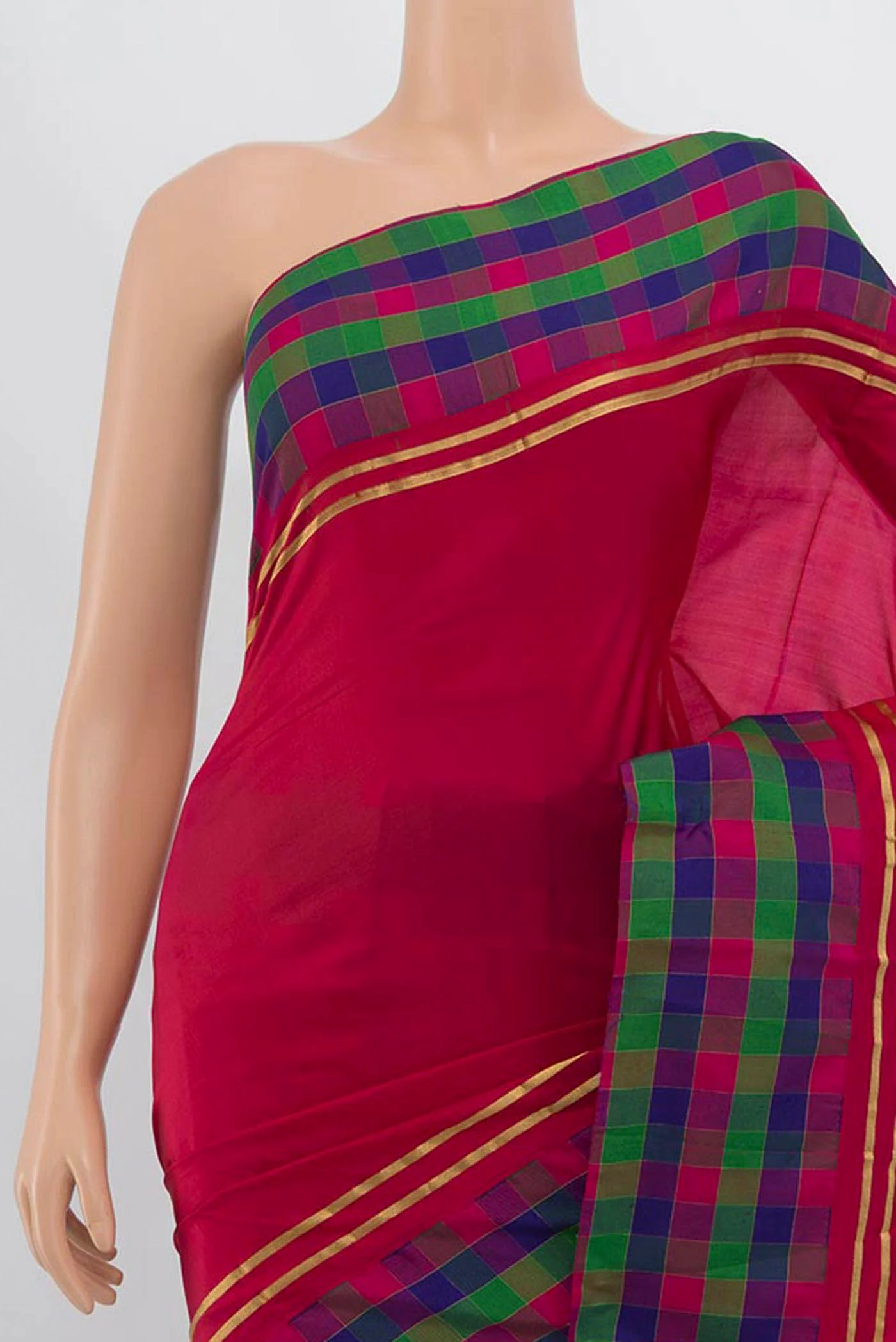 Dark Pink Bangalore Silk Saree - Image 2
