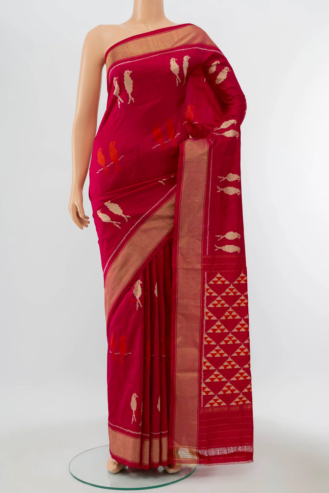 Dark Pink Pochampally Silk Saree