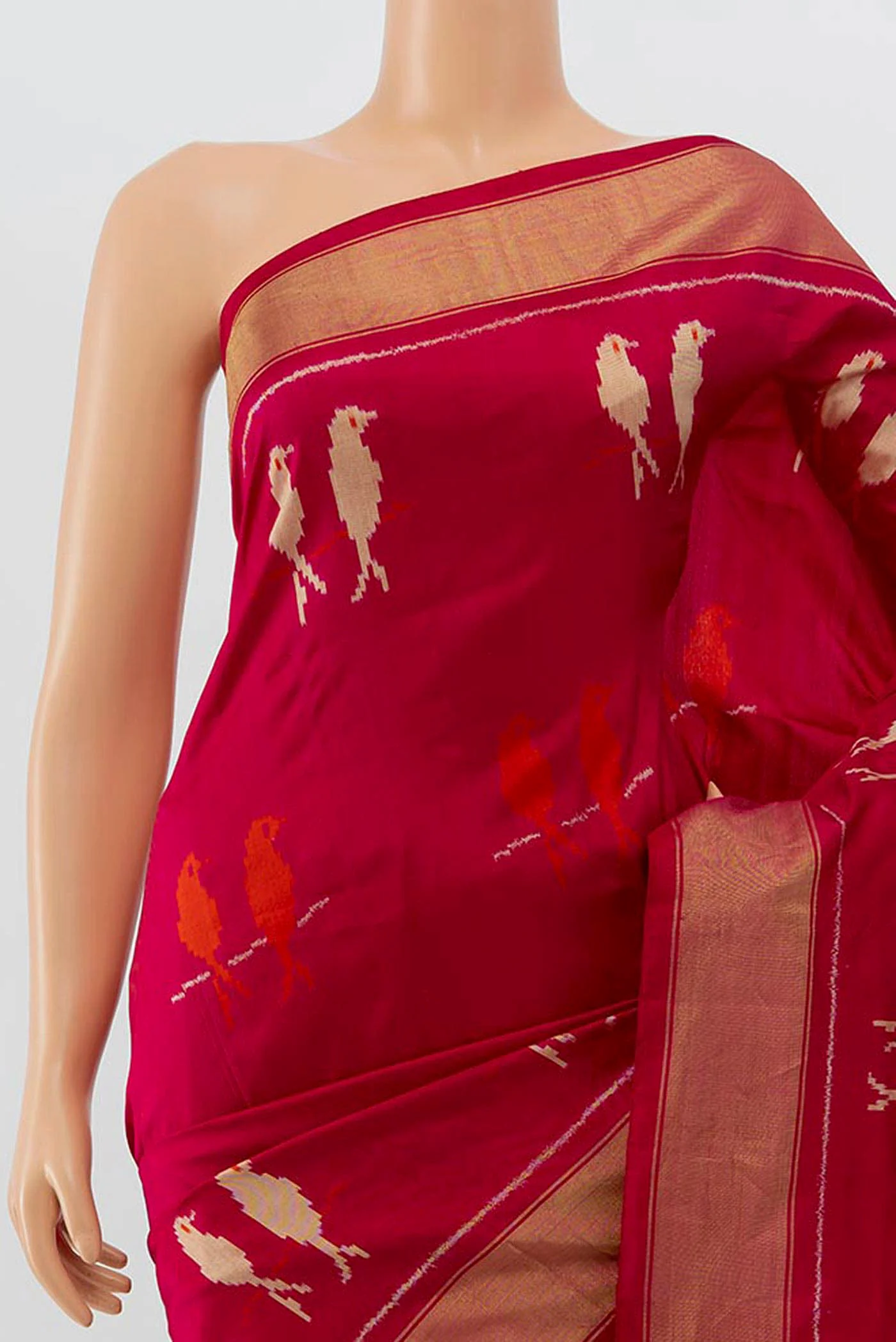 Dark Pink Pochampally Silk Saree - Image 2