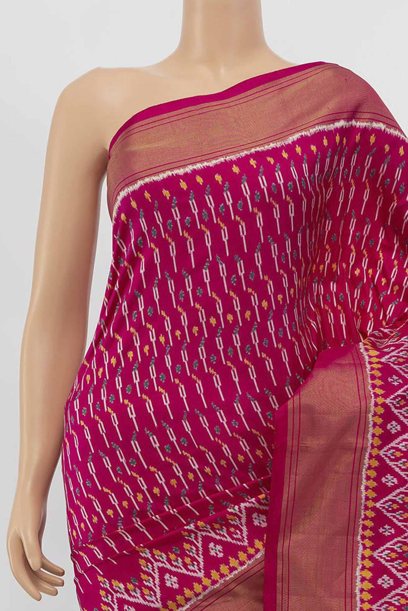 Dark Pink Pochampally Silk Saree - Image 2