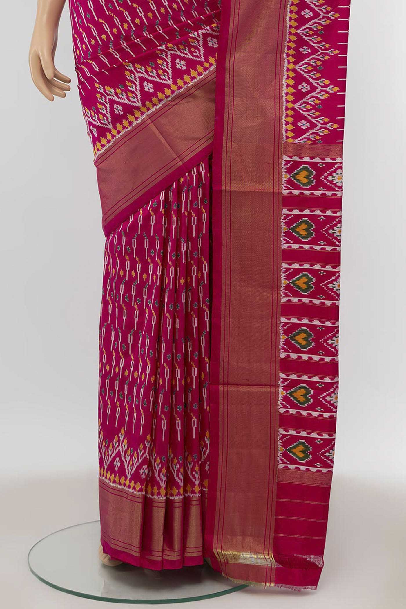 Dark Pink Pochampally Silk Saree - Image 3