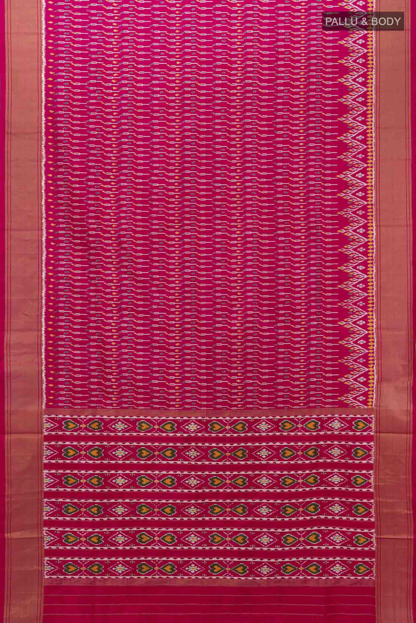 Dark Pink Pochampally Silk Saree - Image 5