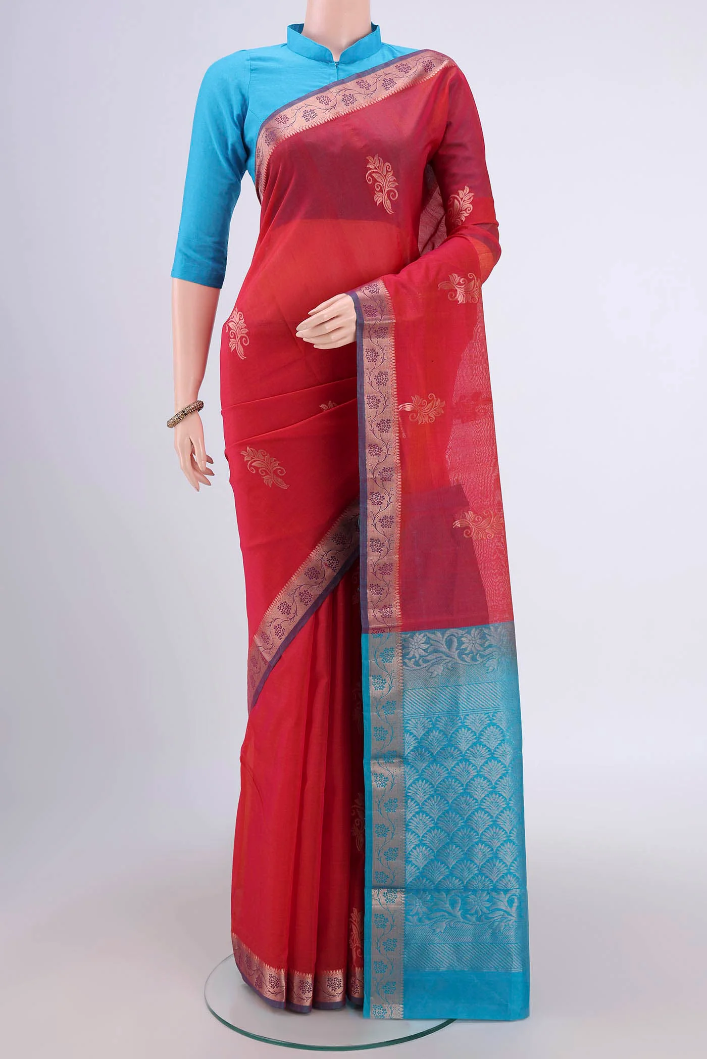 Dark Pink Silk Cotton Saree