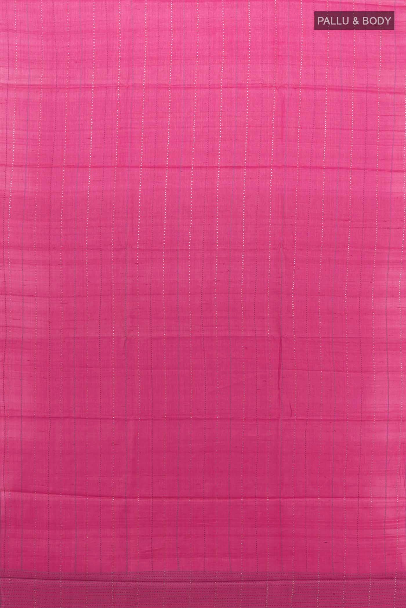 Dark Pink Tussar Silk Saree - Image 5