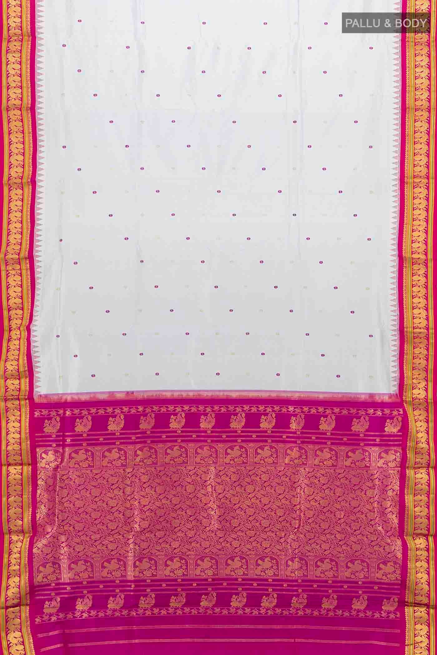 Davys Grey Bangalore Silk - kadyal Nine Yards Saree - Image 4