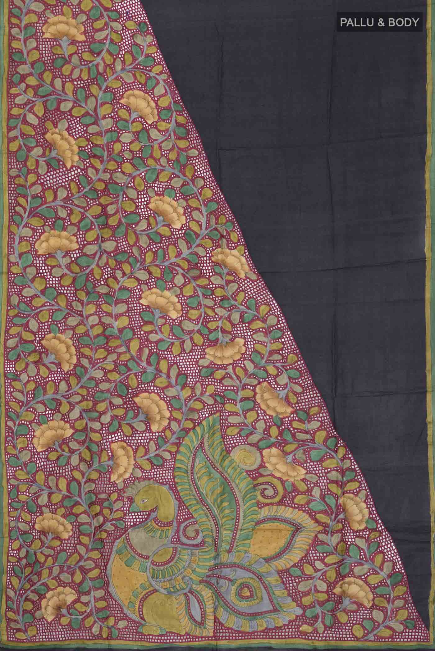 Davys Grey Bhagalpuri Tussar Silk Saree - Image 6